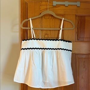 Elegant White Camisole with Black Trim